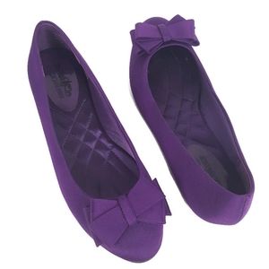 Coach & Four Purple Bow Fabric Ballet Flats 7.5